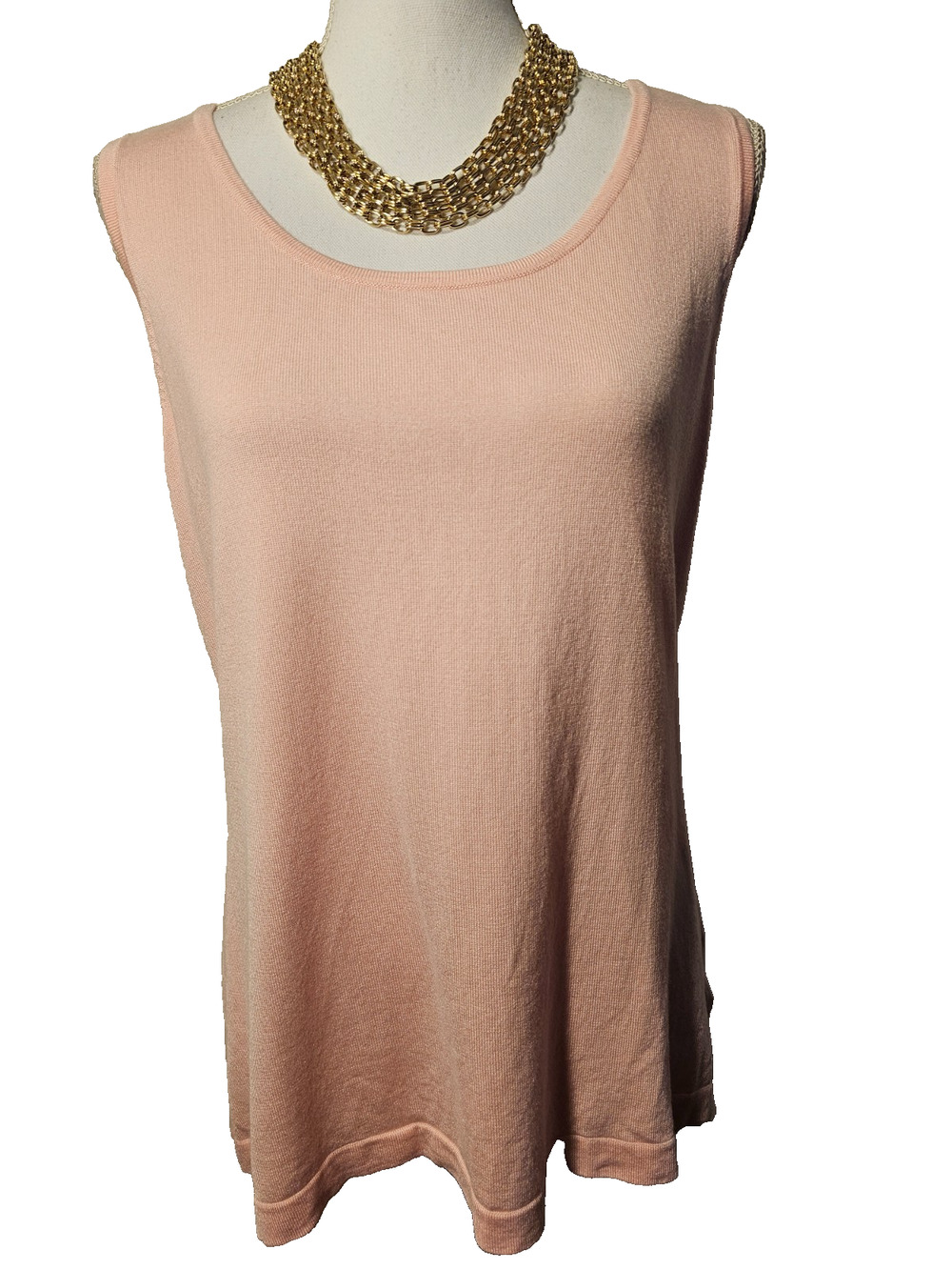 Whisper Knit by Louis Dell’Olio Womens Pink Stretchy Ribbed Knit Tank Top Size L